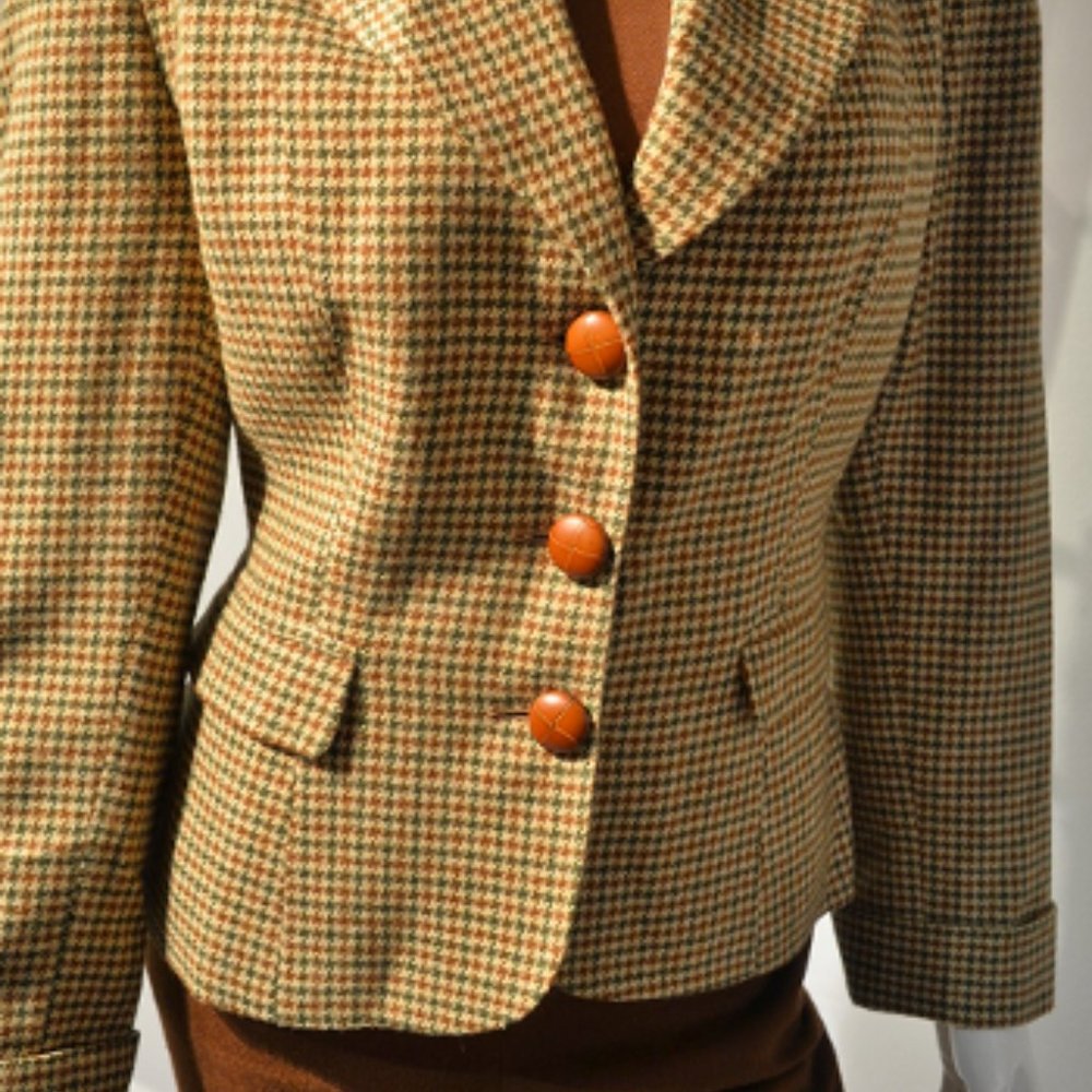 Mini Houndstooth Wool Button Front Jacket - image 2